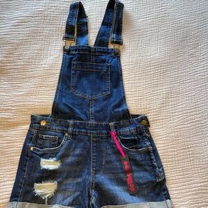 Dollhouse Blue Denim Overalls with Pink Accents